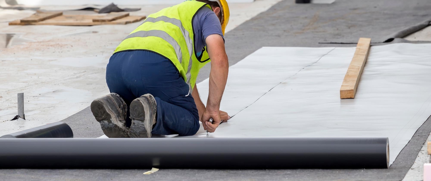 Professional Installing Roll Of Pvc On Roof